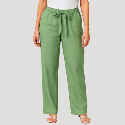 Pantalón pierna ancha con cordón de ajuste para mujer - Elegante verano