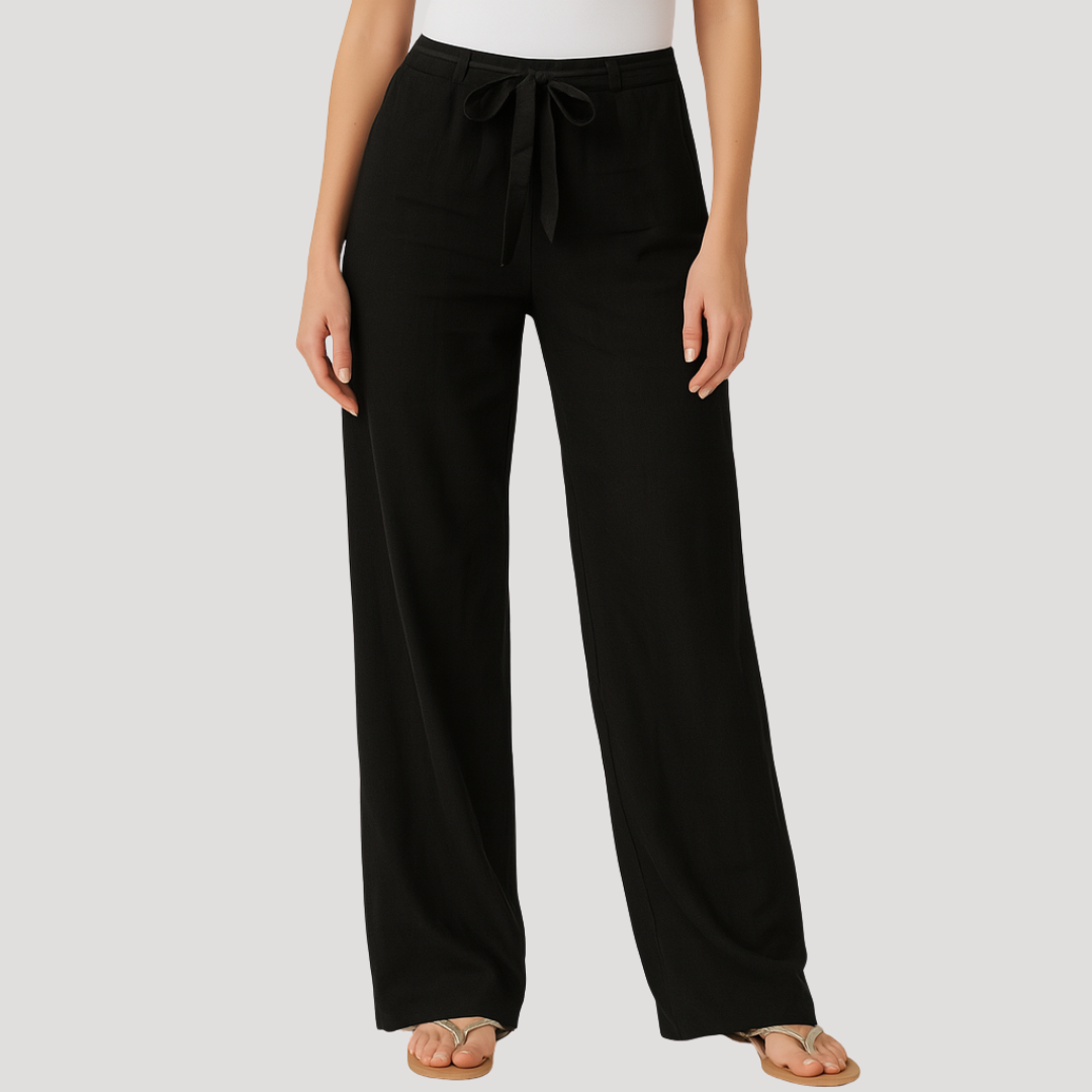 Pantalón pierna ancha con cordón de ajuste para mujer - Elegante verano