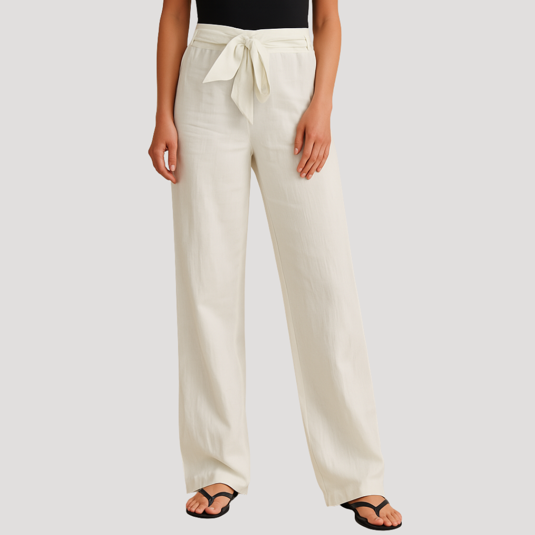 Pantalón pierna ancha con cordón de ajuste para mujer - Elegante verano