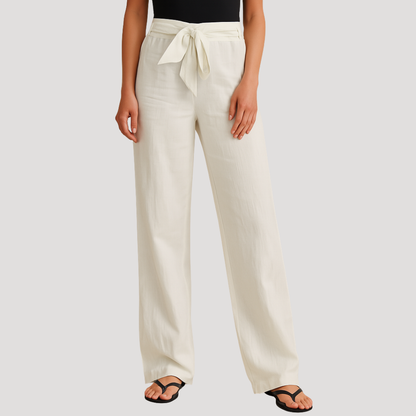Pantalón pierna ancha con cordón de ajuste para mujer - Elegante verano
