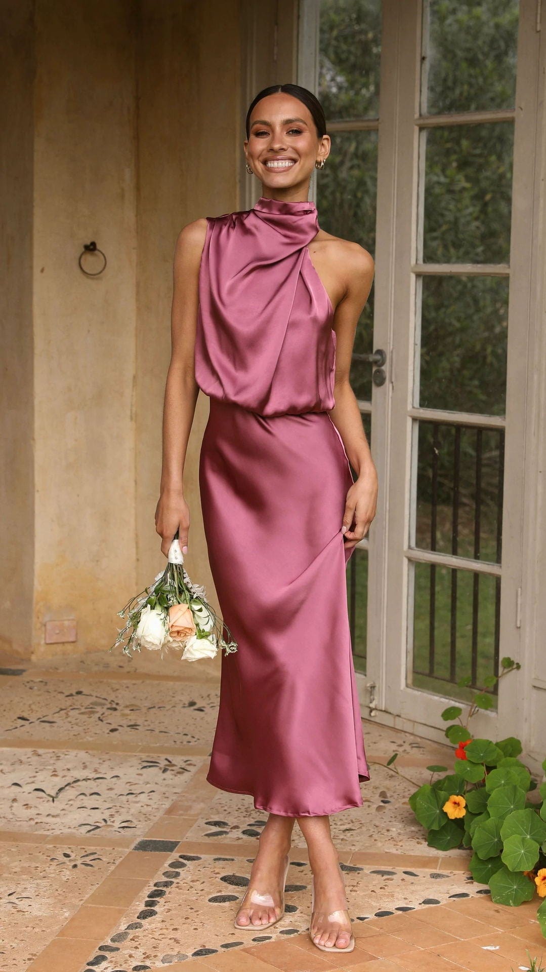Vestido de satén elegante para mujer, ligero y sofisticado para fiesta o noche