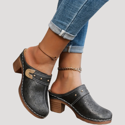 Rosabelle | Women's Heeled Clog Mule - Black - Image 5
