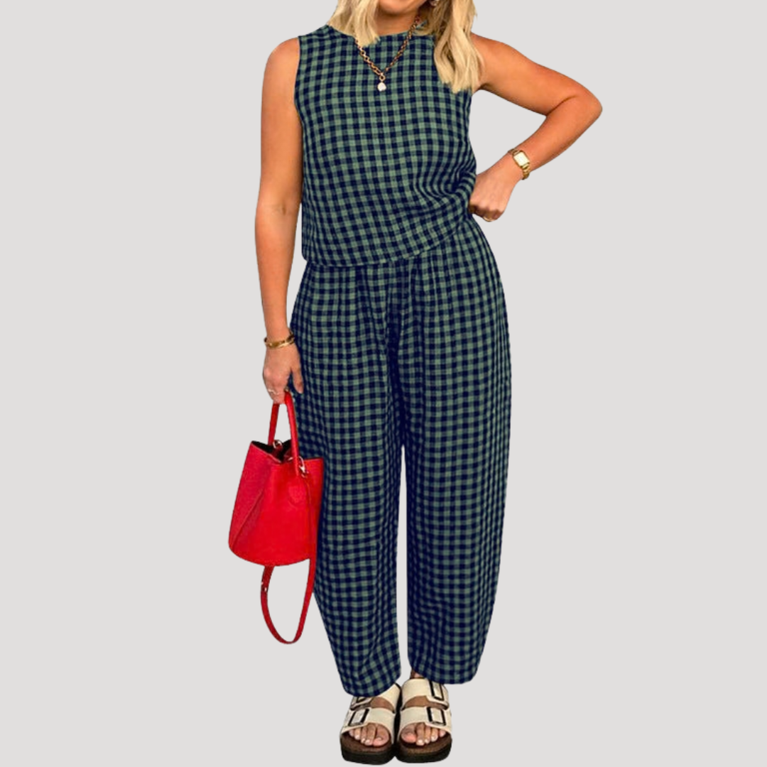 Rosalba | Women's Sleeveless Wide Leg Set - Navy - Image 4
