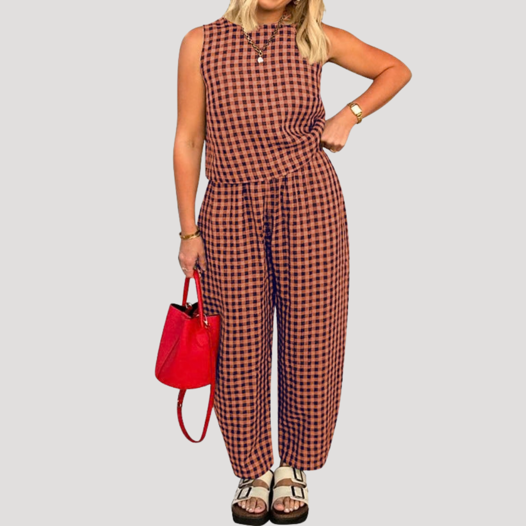 Conjunto de pernera ancha sin mangas para mujer