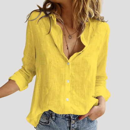 Blusa relajada de botones para mujer - Verano