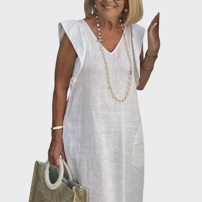 Vestido maxi con bolsillo y cuello en V sin mangas