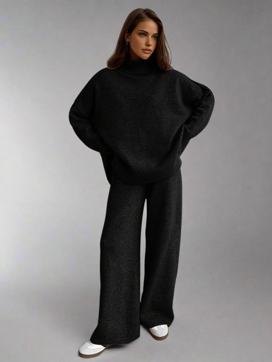 Rowan | Conjunto de Punto con Cuello Alto y Pantalones Anchos para Mujer