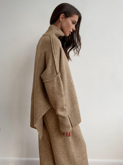 Rowan | Conjunto de Punto con Cuello Alto y Pantalones Anchos para Mujer