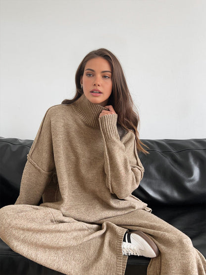 Rowan | Conjunto de Punto con Cuello Alto y Pantalones Anchos para Mujer