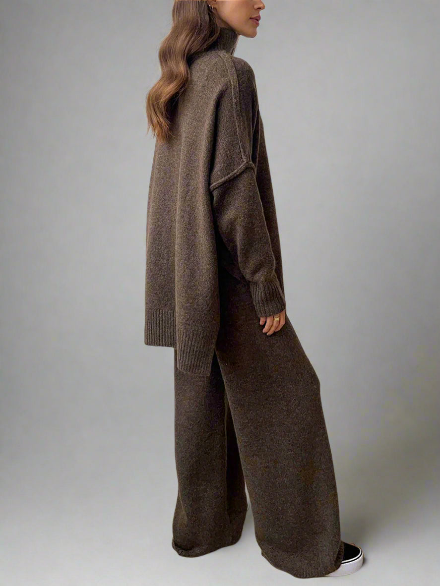 Rowan | Conjunto de Punto con Cuello Alto y Pantalones Anchos para Mujer