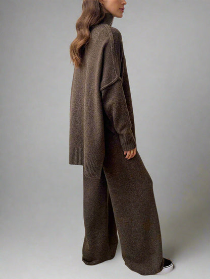 Rowan | Conjunto de Punto con Cuello Alto y Pantalones Anchos para Mujer