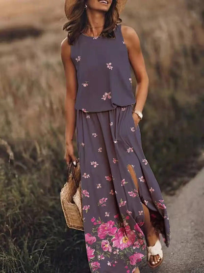 Vestido Maxi Sin Mangas Elástico Bohemio Vera