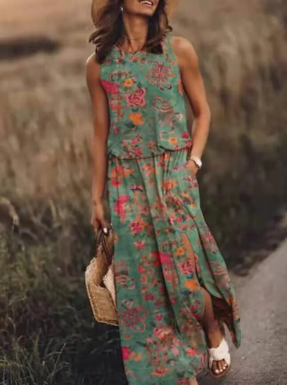 Vestido Maxi Sin Mangas Elástico Bohemio Vera