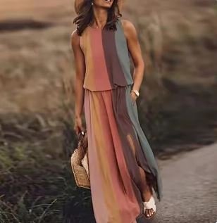 Vestido Maxi Sin Mangas Elástico Bohemio Vera