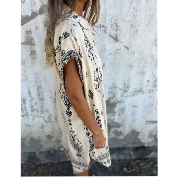 Vestido clásico estampado con cuello camisero para mujer, elegante y cómodo para uso diario