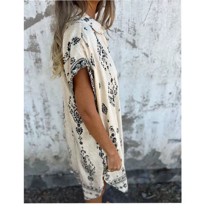 Vestido clásico estampado con cuello camisero para mujer, elegante y cómodo para uso diario