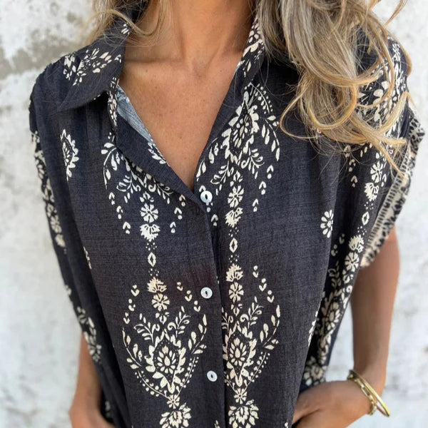 Vestido clásico estampado con cuello camisero para mujer, elegante y cómodo para uso diario