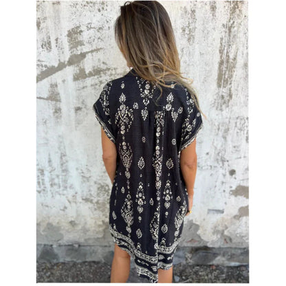 Vestido clásico estampado con cuello camisero para mujer, elegante y cómodo para uso diario