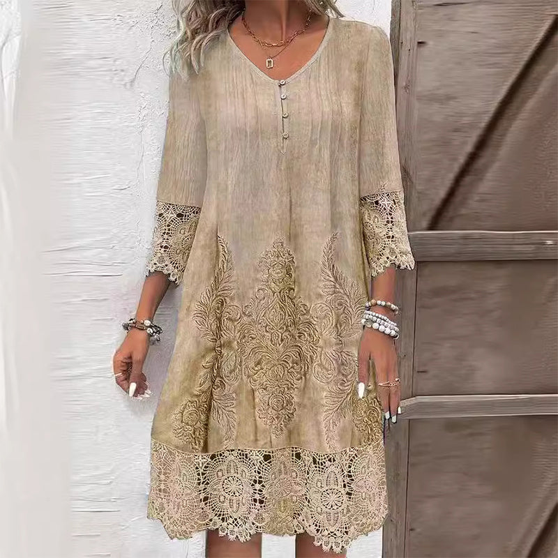 Vestido De Punto Con Botones Para Mujer - Elegancia Sofisticada