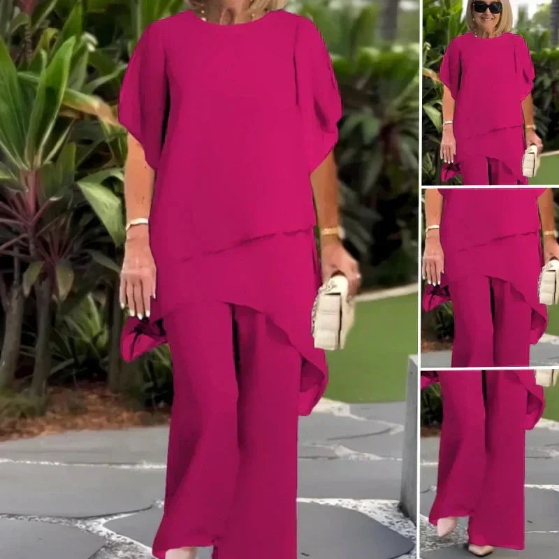 Nora | Conjunto con Pantalones Palazzo Drapeados para Mujer de Verano