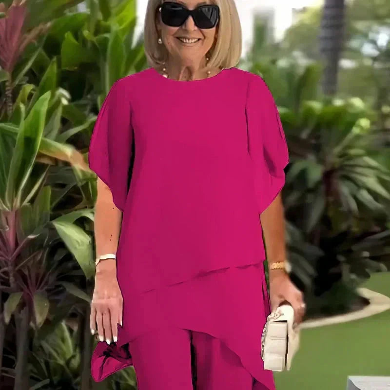 Nora | Conjunto con Pantalones Palazzo Drapeados para Mujer de Verano