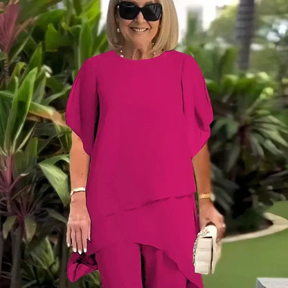Nora | Conjunto con Pantalones Palazzo Drapeados para Mujer de Verano