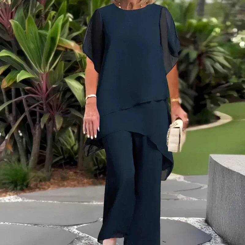 Nora | Conjunto con Pantalones Palazzo Drapeados para Mujer de Verano