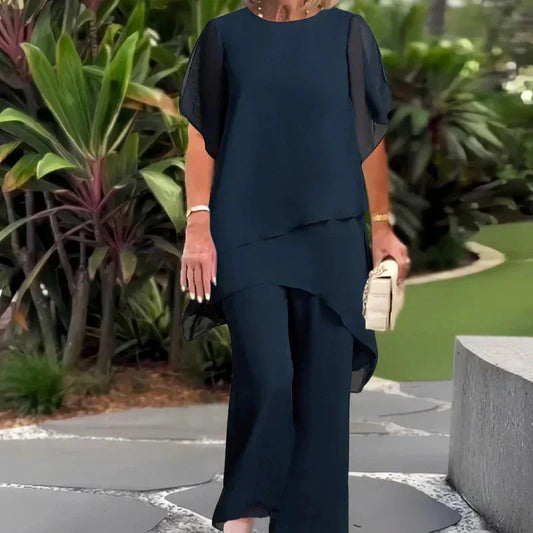 Nora | Conjunto con Pantalones Palazzo Drapeados para Mujer de Verano