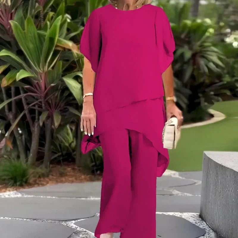 Nora | Conjunto con Pantalones Palazzo Drapeados para Mujer de Verano