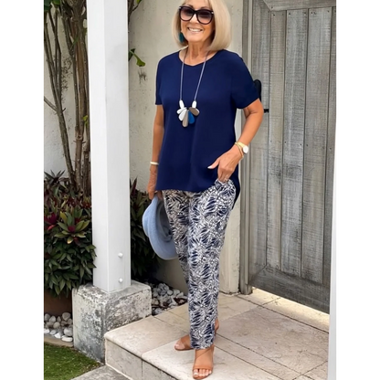 Conjunto de dos piezas estampado para mujer - fresco y elegante