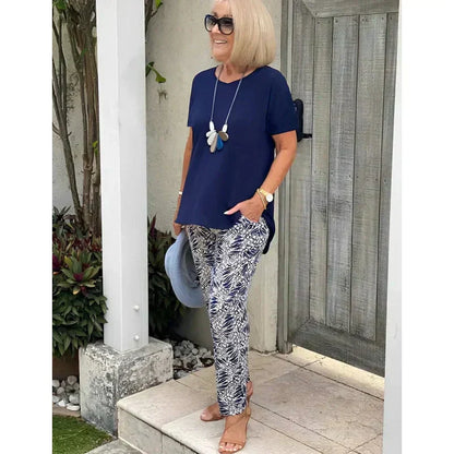 Conjunto de dos piezas estampado para mujer - fresco y elegante