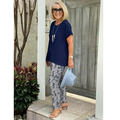 Conjunto de dos piezas estampado para mujer - fresco y elegante