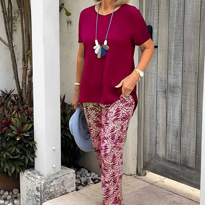 Conjunto de dos piezas estampado para mujer - fresco y elegante
