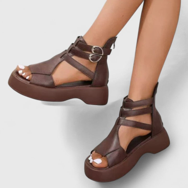 Tacones ortopédicos elegantes con correa en el empeine, punta cerrada y plantilla ergonómica para mujer, cómodos para oficina o evento