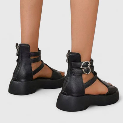 Tacones ortopédicos elegantes con correa en el empeine, punta cerrada y plantilla ergonómica para mujer, cómodos para oficina o evento