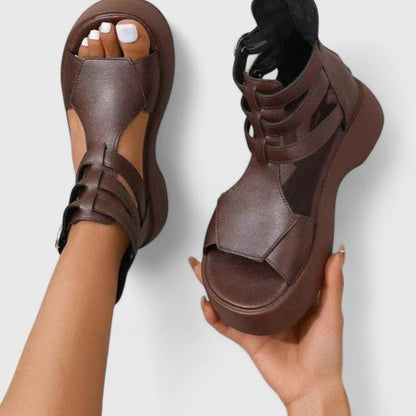 Tacones ortopédicos elegantes con correa en el empeine, punta cerrada y plantilla ergonómica para mujer, cómodos para oficina o evento