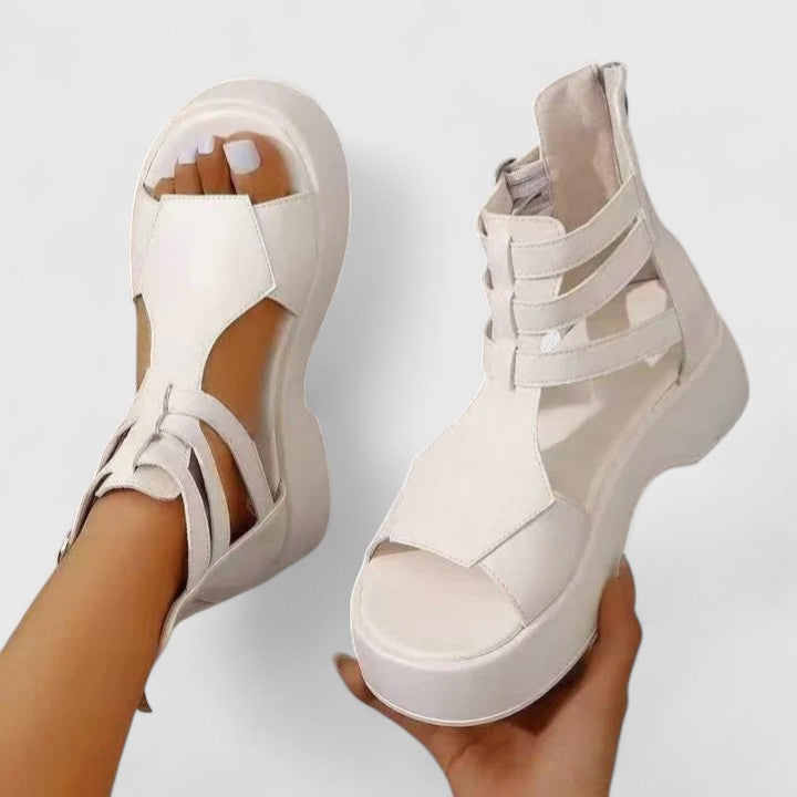 Tacones ortopédicos elegantes con correa en el empeine, punta cerrada y plantilla ergonómica para mujer, cómodos para oficina o evento