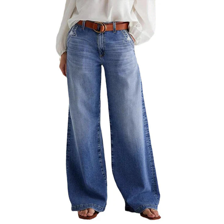 Pantalones vaqueros de cintura alta y pierna ancha para mujer, diseño moderno y confortable