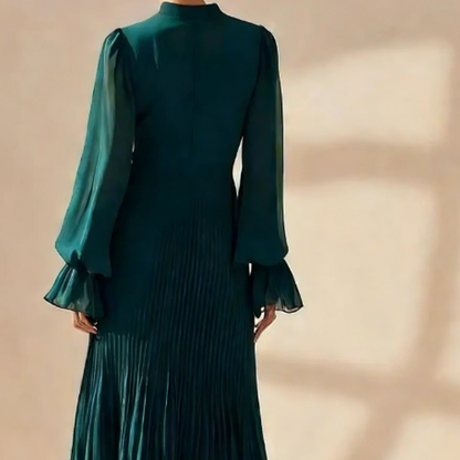 Vestido Midi Plisado con Volantes | Estilo Romántico