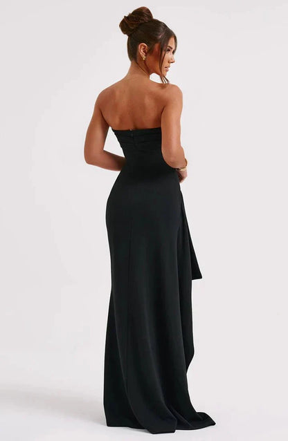 Vestido maxi sin hombros para mujer, ligero y elegante para verano o fiesta