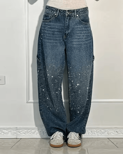 Starlight® | Trendy Balloon Carpenter Jeans met Glitters - Bellanza