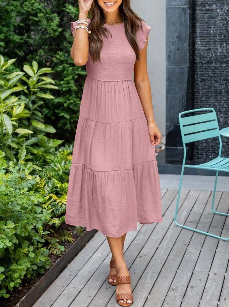 Vestido Maxi Capas Control Talle Manga Capuch