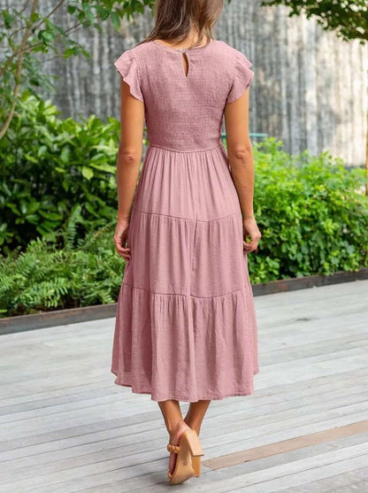Vestido Maxi Capas Control Talle Manga Capuch