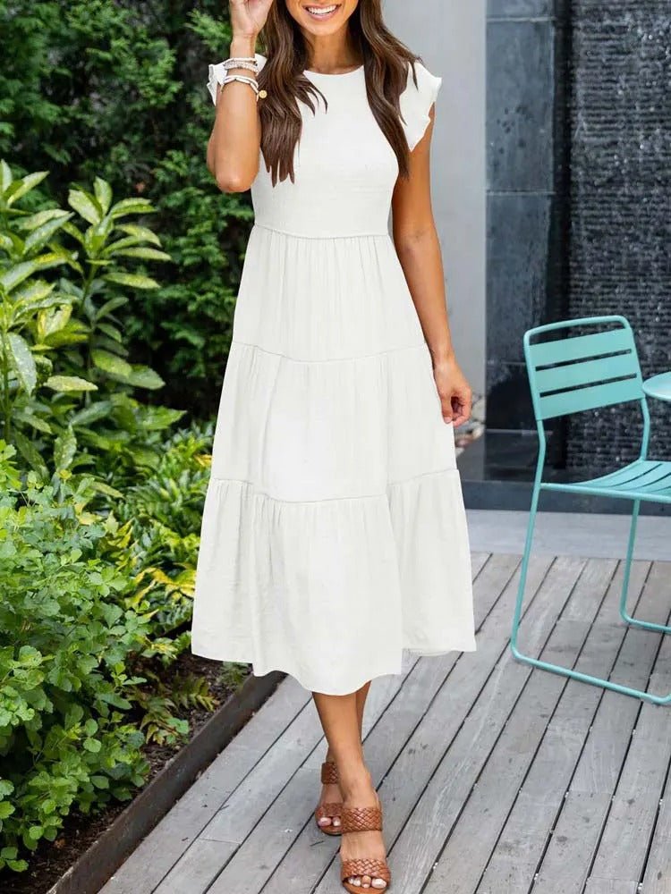 Vestido Maxi Capas Control Talle Manga Capuch