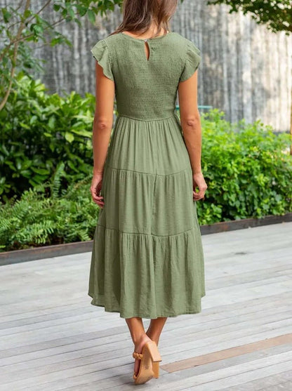 Vestido Maxi Capas Control Talle Manga Capuch