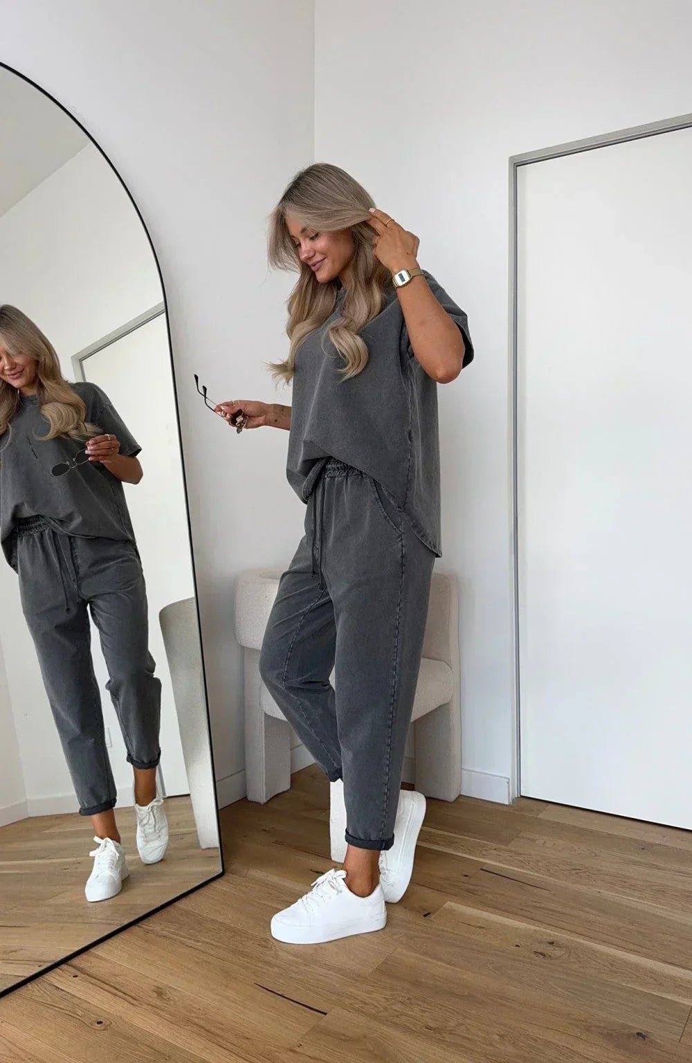 Conjunto de Dos Piezas con Top Oversized y Bermudas | Estilo Descanso