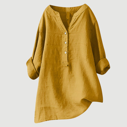 Blusa lisa de manga larga para mujer, ligera y versátil para oficina o diario
