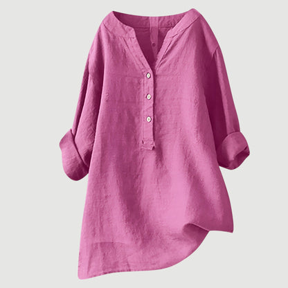 Blusa lisa de manga larga para mujer, ligera y versátil para oficina o diario
