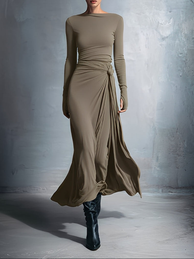 Vestido Largo con Nudo Lateral | Diseño Estructurado