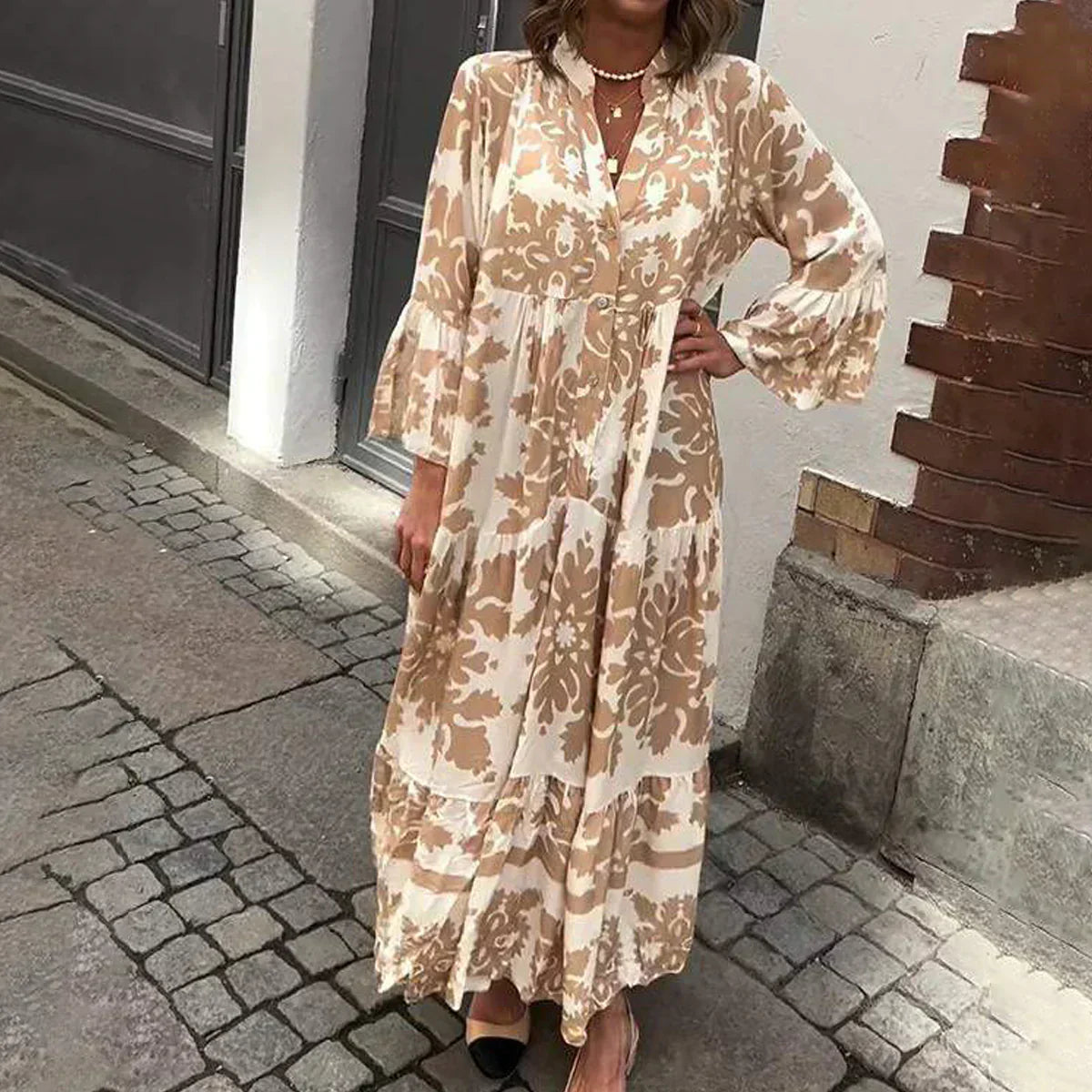 Valencia | Women's Floral Long Sleeve Midi Dress - Floral - Image 5